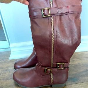 Burgundy Sweater Cuff Tall Boots